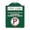 Signmission Fire Lane-No Stopping Standing or Parking With No Parking Symbol, Green & White, A-DES-GW-1824-24001 A-DES-GW-1824-24001 - alternate 1